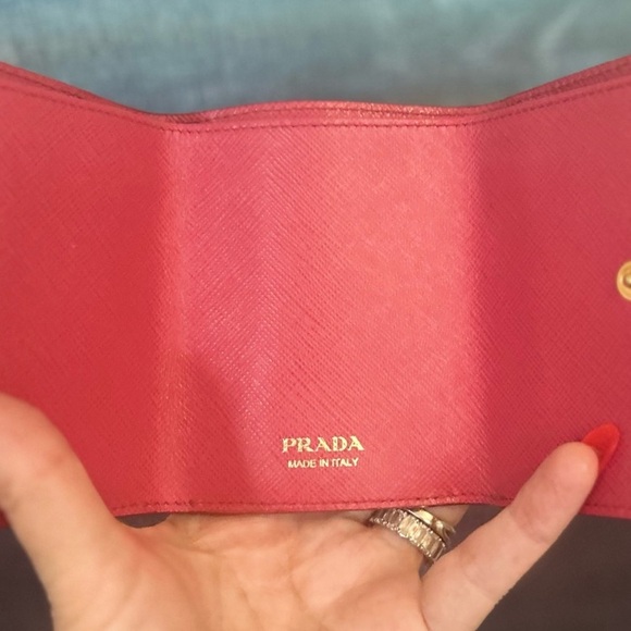 Prada Pink Saffiano Leather Tri-Fold Wallet - Picture 7 of 9